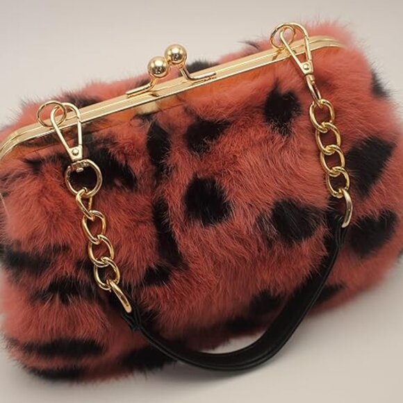 Neiman Marcus Elegant Red Leopard Print Handbag - Picture 5 of 7